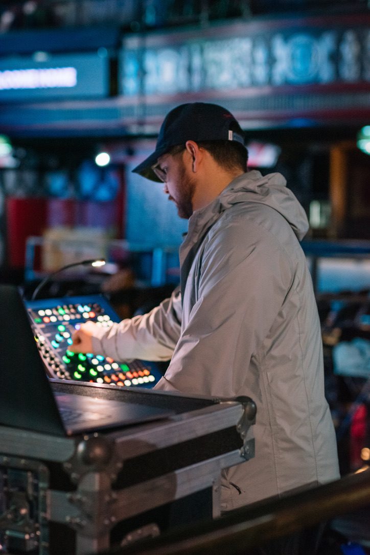Blake Rivera mixing at a live event
